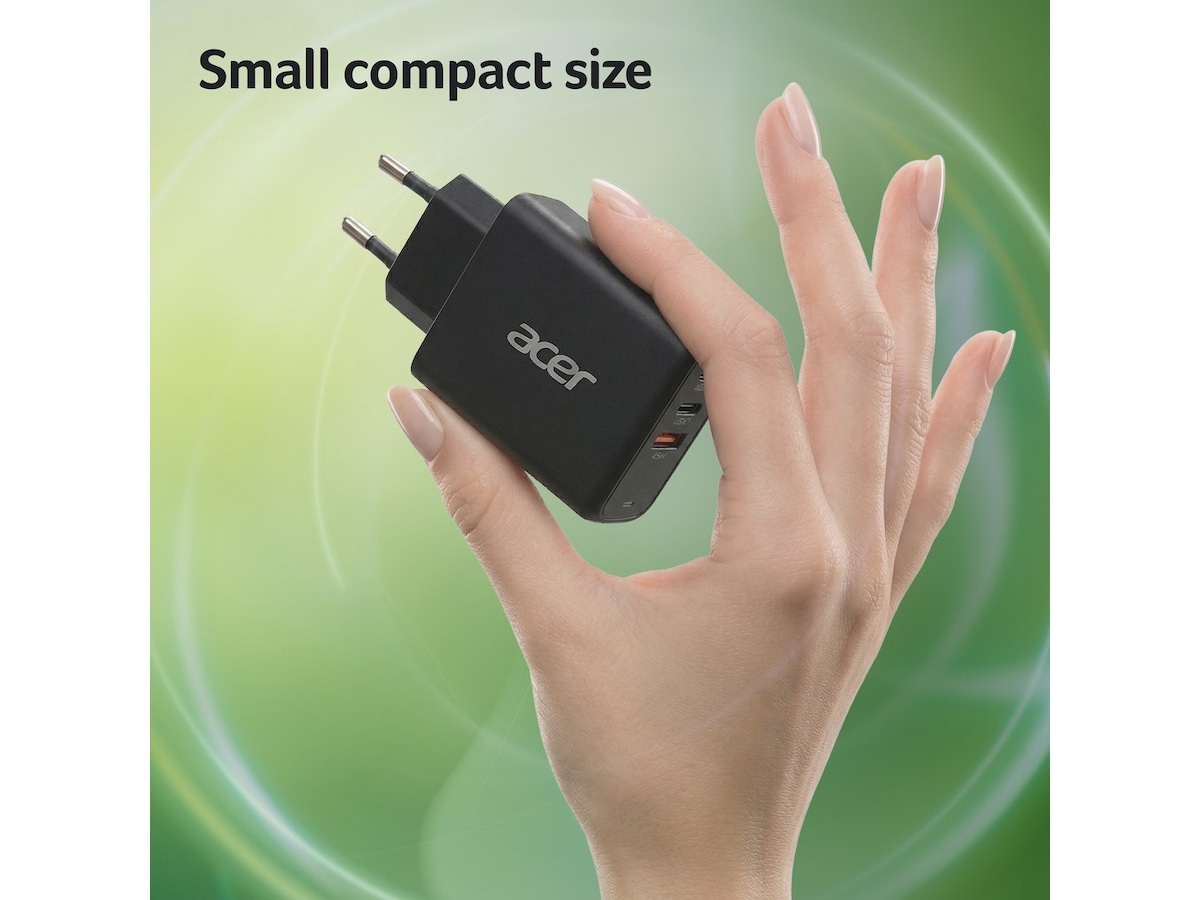 Acer 67W GaN PD-lader med 3 porter Batteri og lader