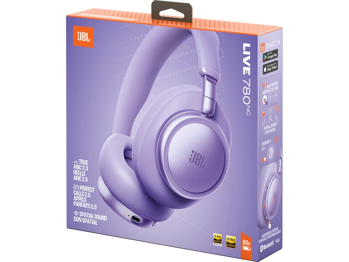 JBL LIVE 780NC Trådløse over-ear-hodetelefoner (lilla) Hodetelefoner