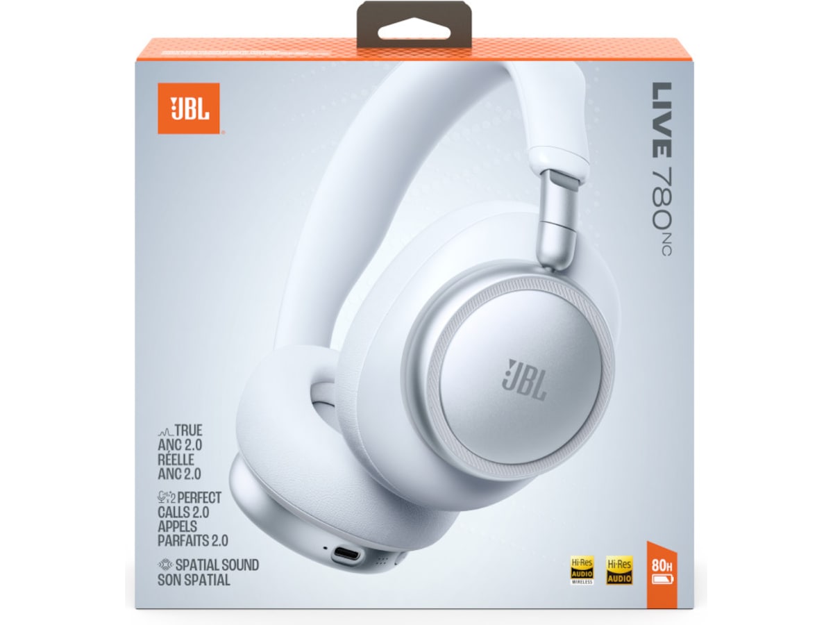 JBL LIVE 780NC Trådløse over-ear hodetelefoner (hvit) Hodetelefoner