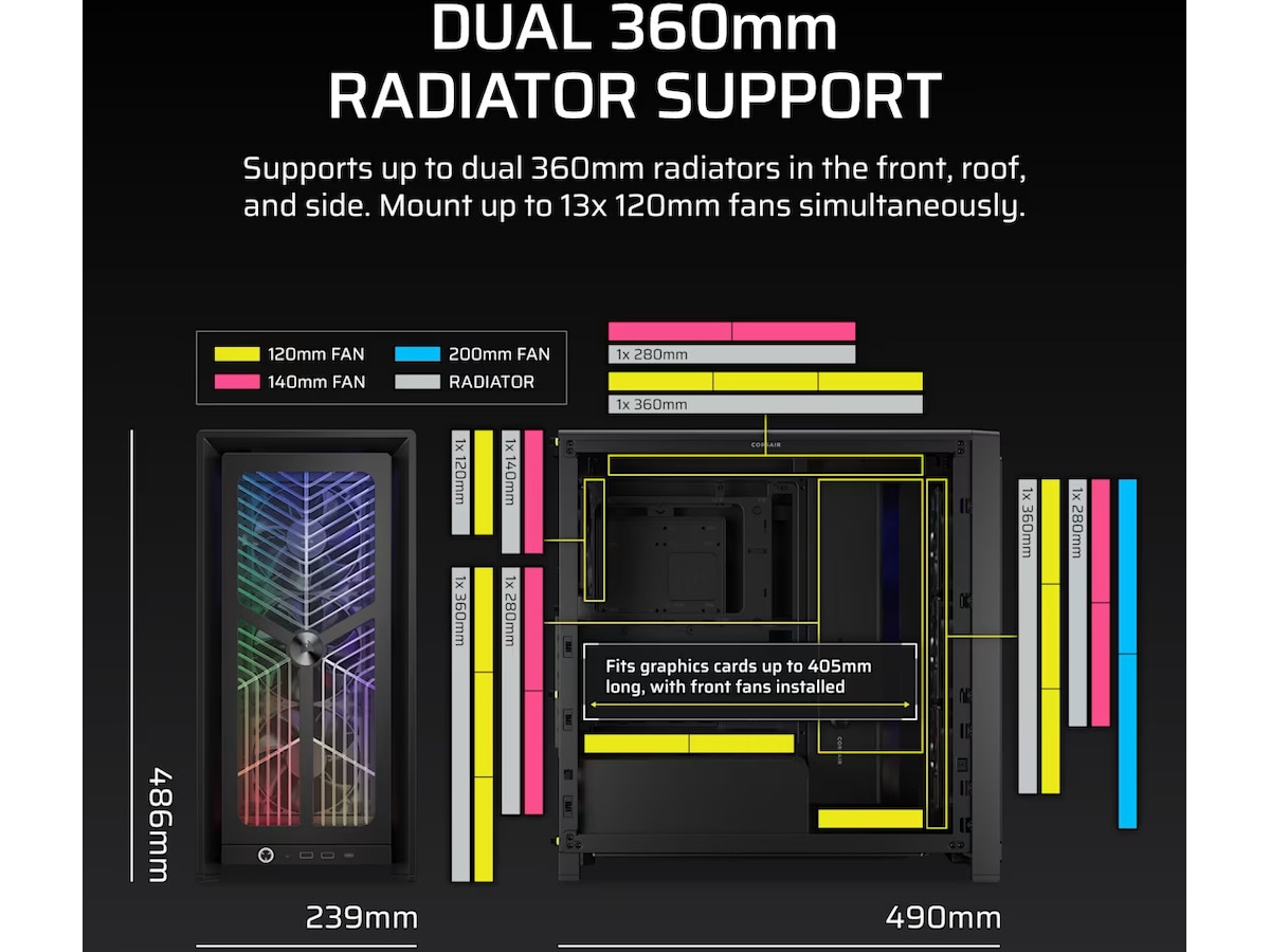 Corsair FRAME 4000X RS Mid Tower (sort) Midi tower