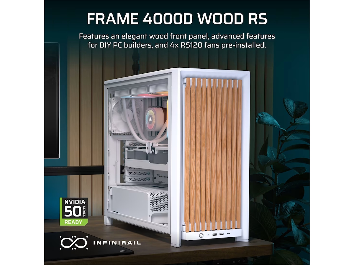 Corsair FRAME 4000D RS Wood Mid Tower (hvit) Midi tower