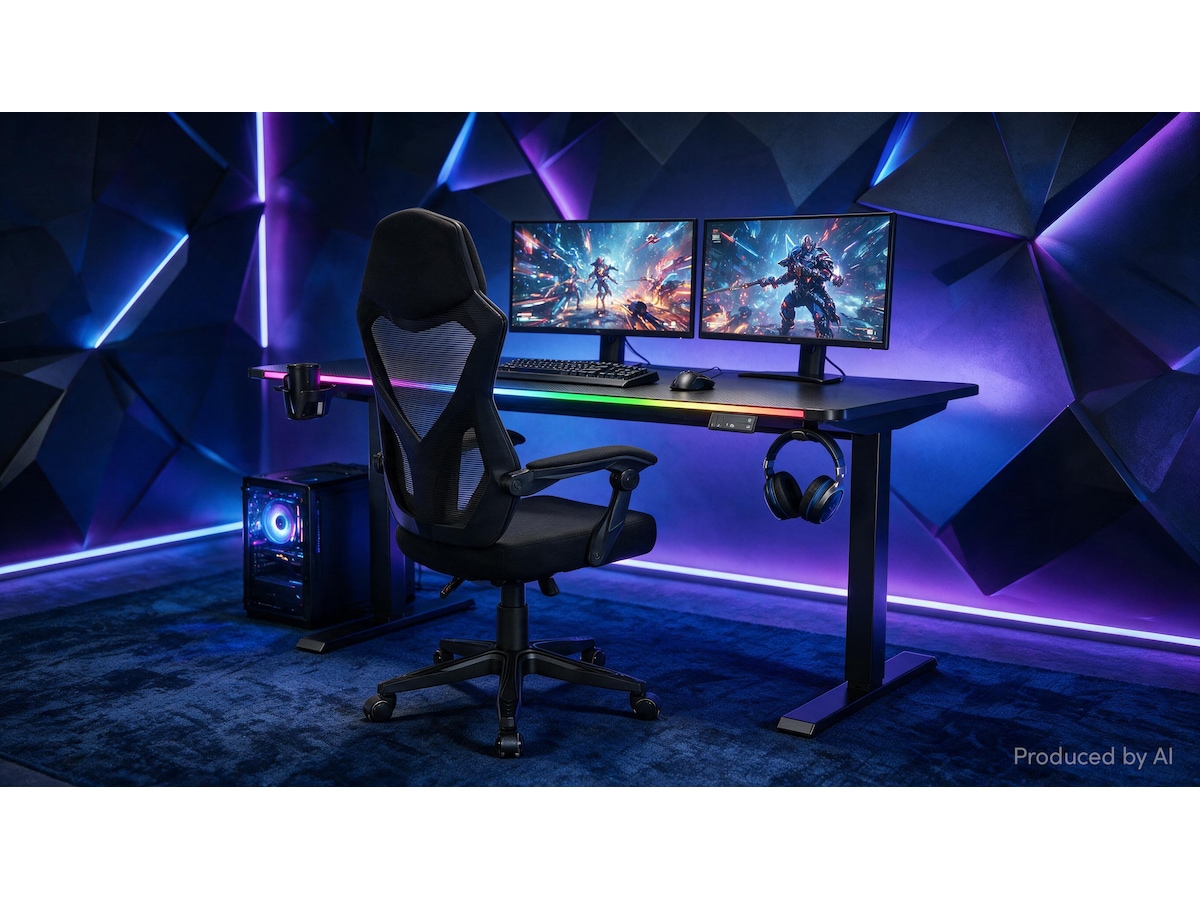 Mission Hyperion Motorisert RGB Gaming-Skrivebord Gamingdesk