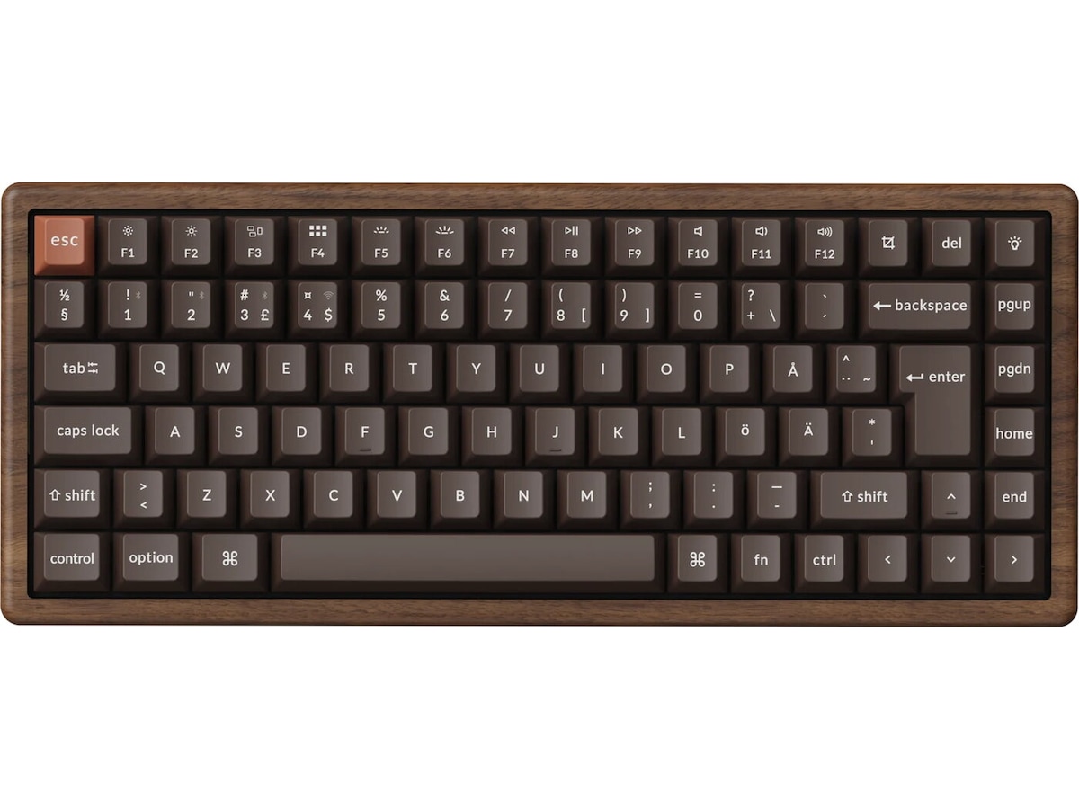 Keychron K2H-F1W-BO mekanisk tastatur 75% trådløst (valnøtt) Gamingtastatur
