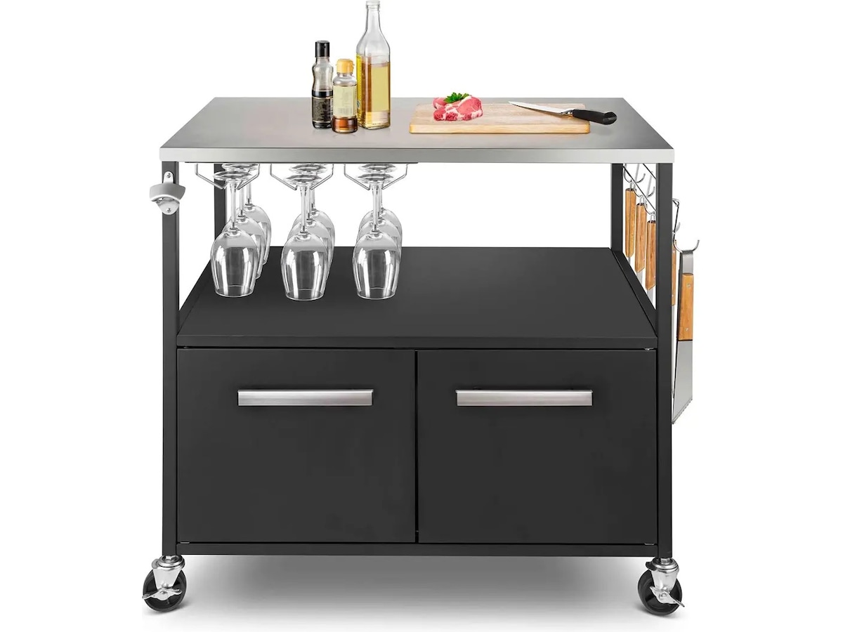 Austin and Barbeque Sidebord med oppbevaring Vogner til utendørsgriller