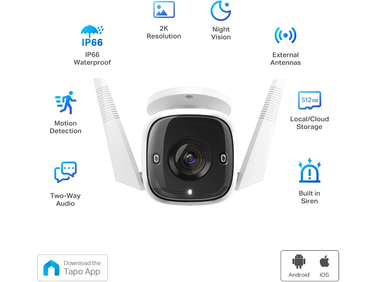 TP-Link Tapo C310 WiFi utendørs overvåkningskamera (hvit) - 2pk Overvåkningskameraer