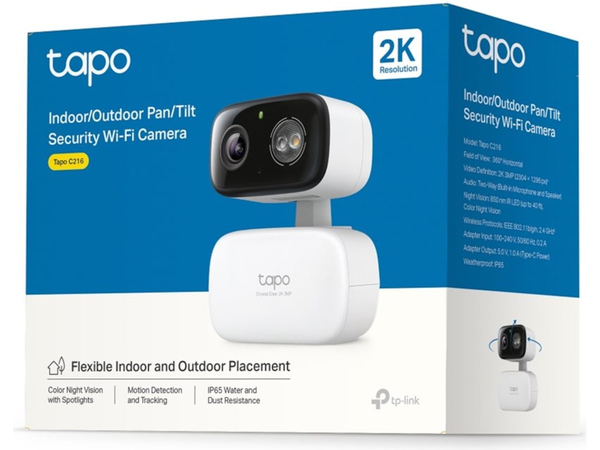 TP-Link Tapo C216 2K utendørs overvåkningskamera - 2pk Overvåkningskameraer