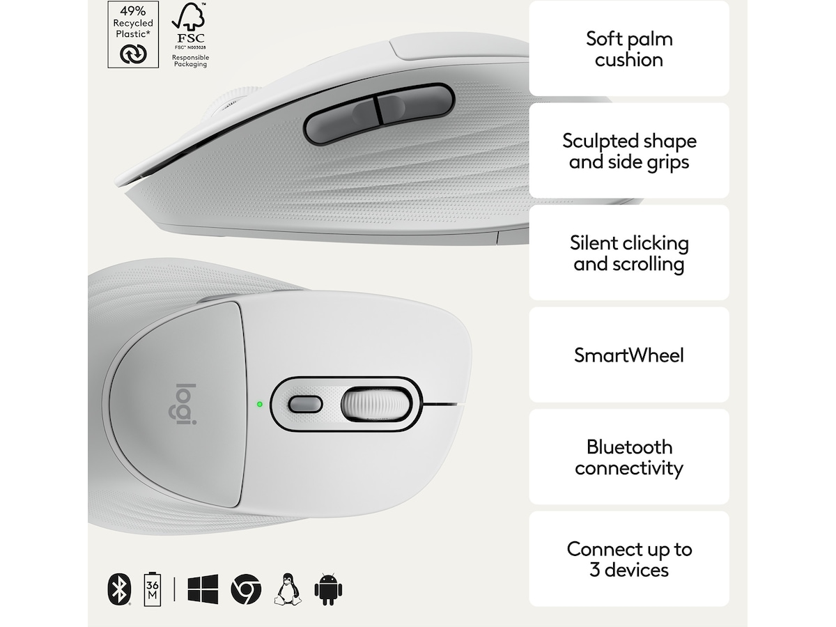 Logitech Signature Comfort M850 L trådløs mus (hvit) Mus
