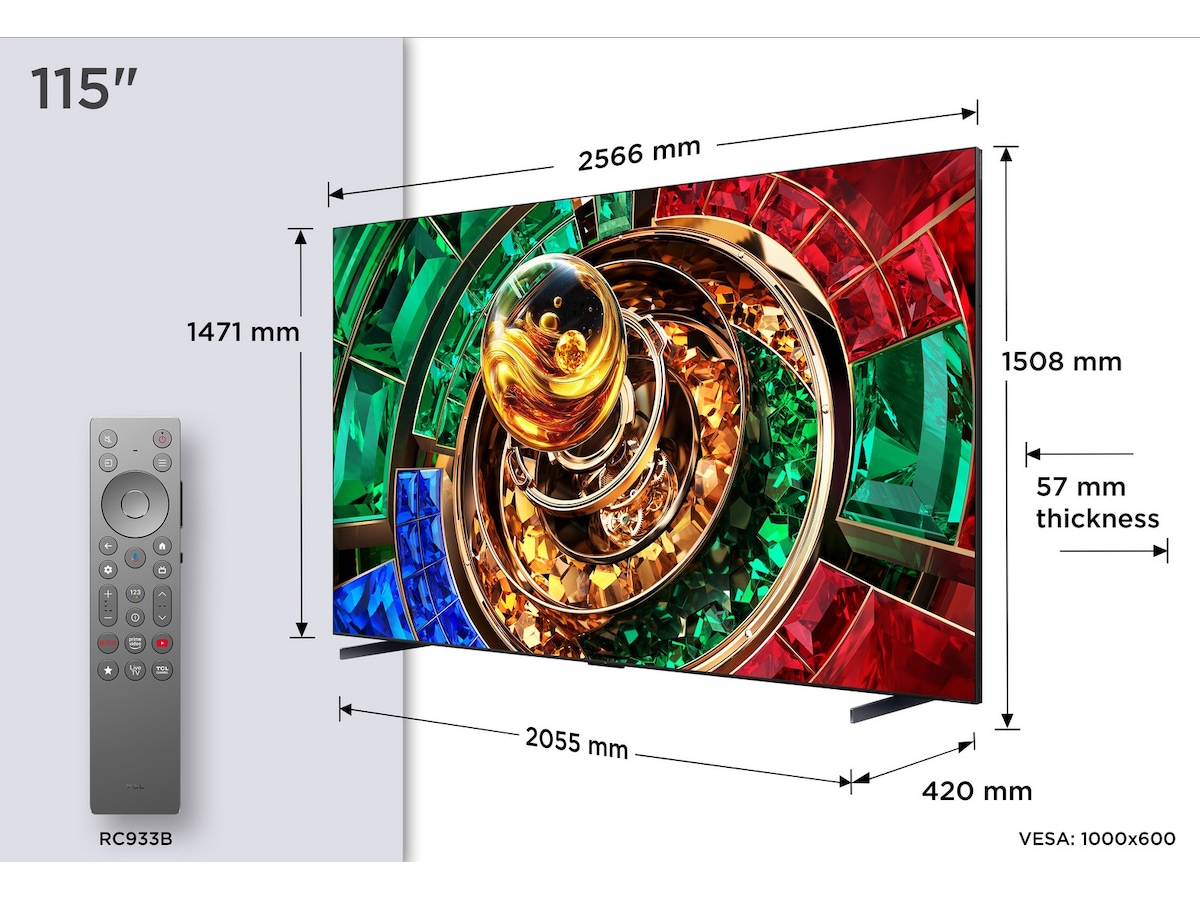 TCL 115" RM9L RGB-Mini LED 4K Smart TV (2026) Over 80 tommer TV
