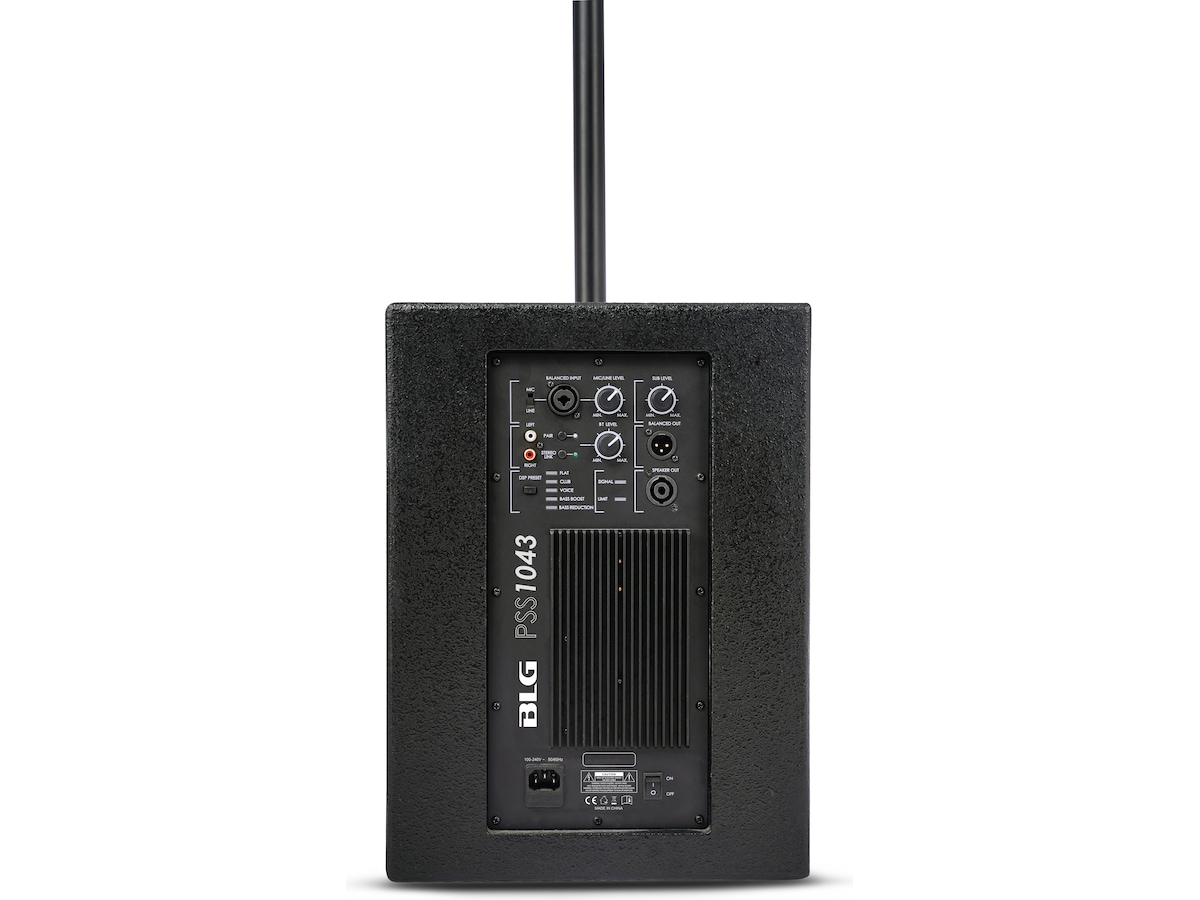 BLG Bluetooth PA-system 400W 2-veis 10" Sub DSP 125dB Høyttalere