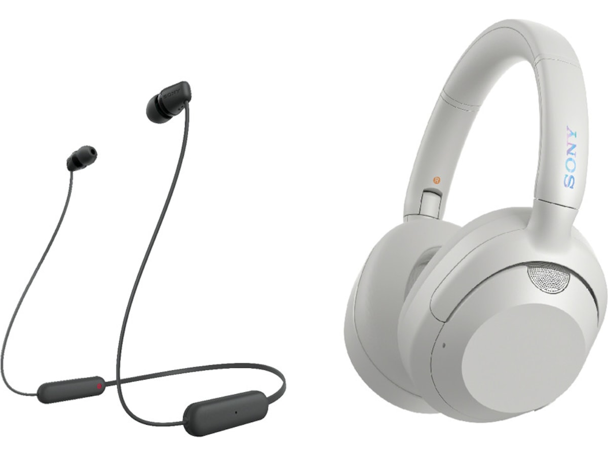 Sony ULT WEAR trådløse hodetelefoner Over-Ear (hvit) + Sony WI-C100 Hodetelefoner
