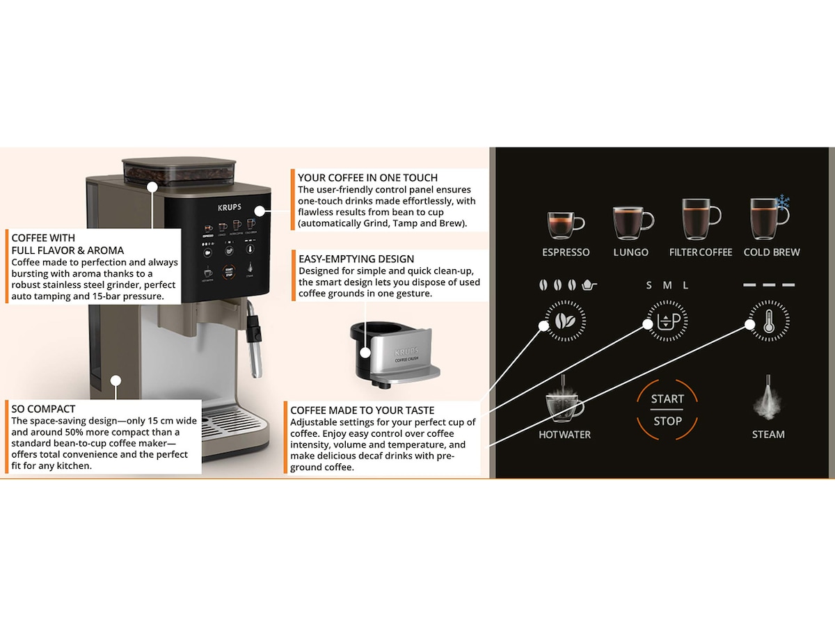 Krups Coffee Crush Experience espressomaskin 1,8L SA403BE0 Espressomaskiner