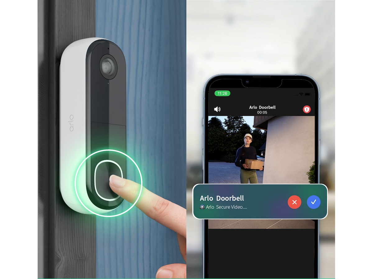 Arlo Essential 3 HD utendørs overvåkningskamera 2-pack + Video Doorbell Overvåkningskameraer