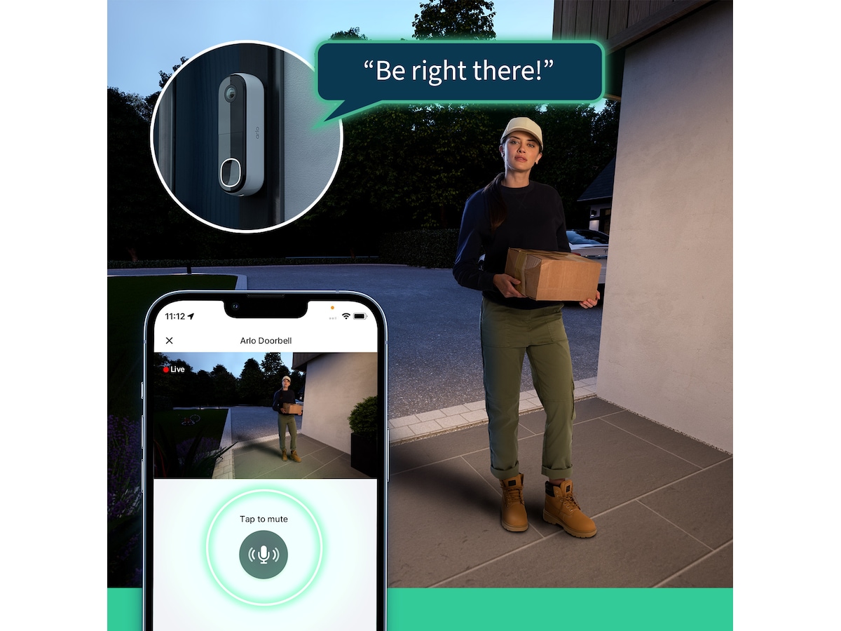 Arlo Essential 3 HD utendørs overvåkningskamera 2-pack + Video Doorbell Overvåkningskameraer