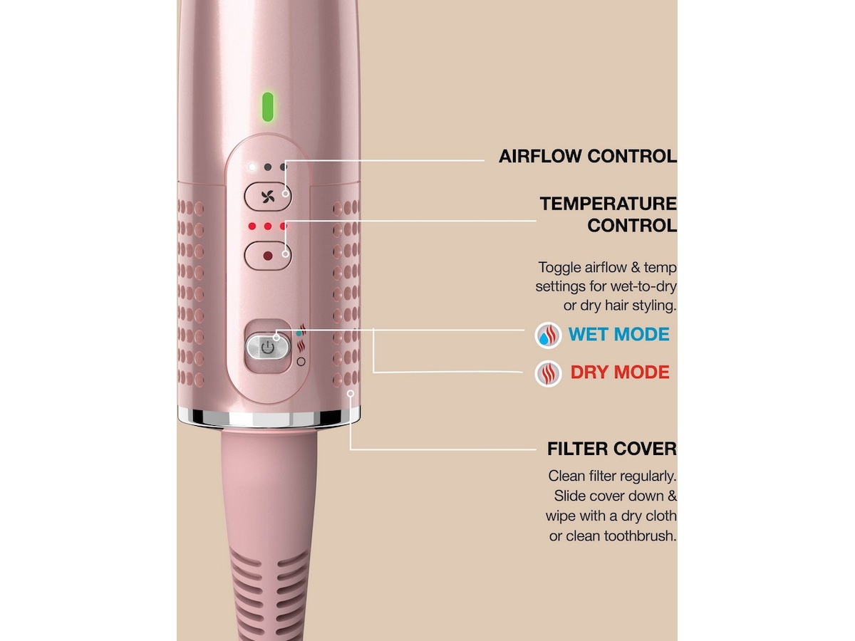 Shark HT302EUPK Glossi 2-i-1 varmebehandler & hårglatter (Pink) Hårpleie & styling