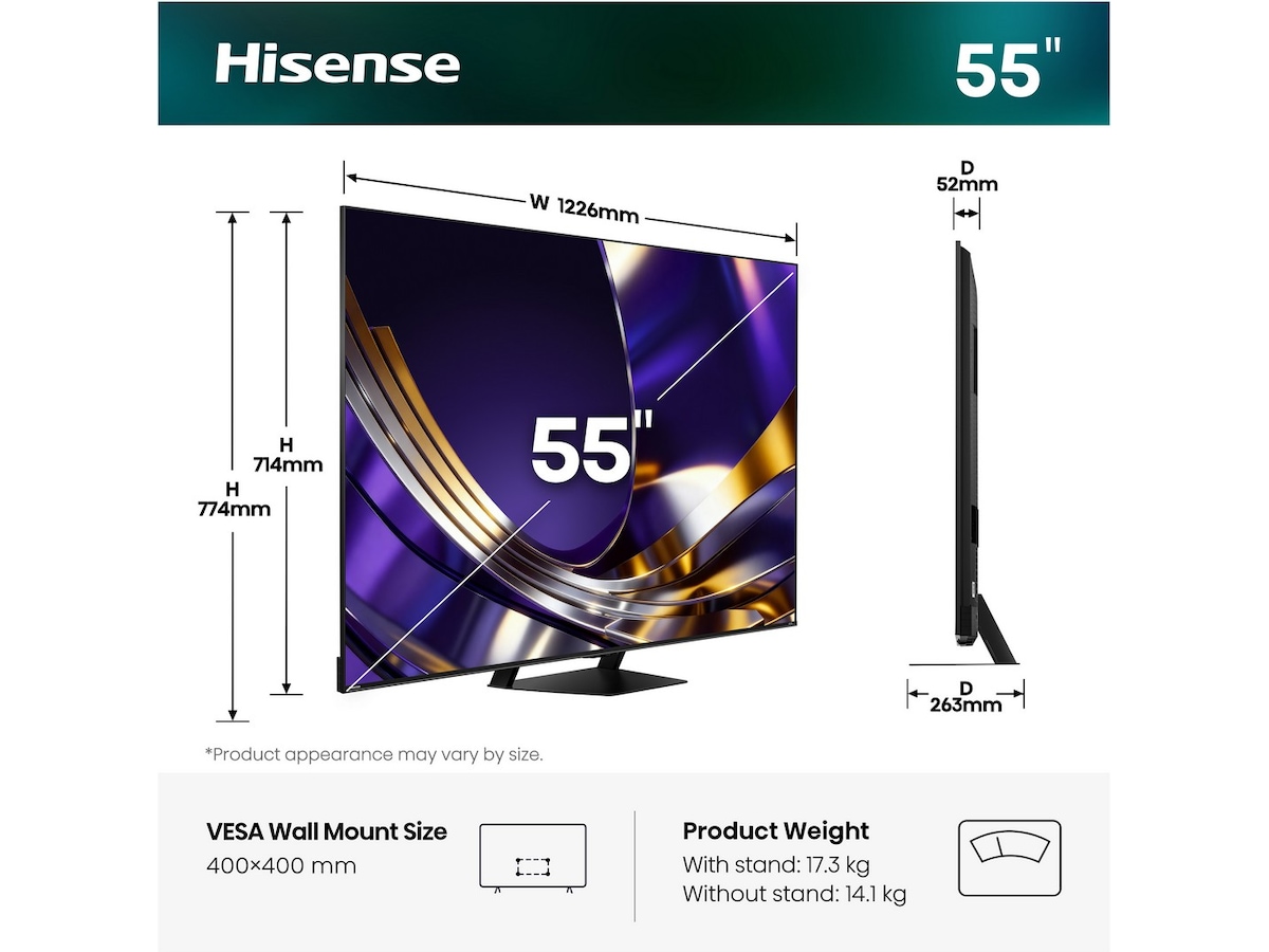 Hisense 55" U7S PRO MiniLED Smart TV (2026) 50 - 59 tommer TV