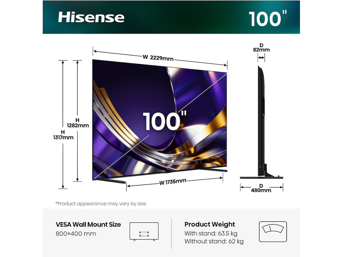 Hisense 100" U7S PRO MiniLED Smart TV (2026) Over 80 tommer TV
