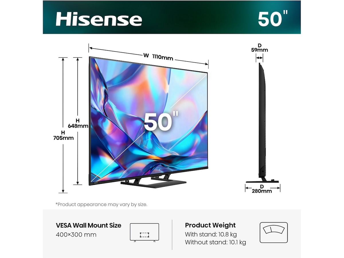 Hisense 50" A7S QLED 4K Smart TV (2026) 50 - 59 tommer TV
