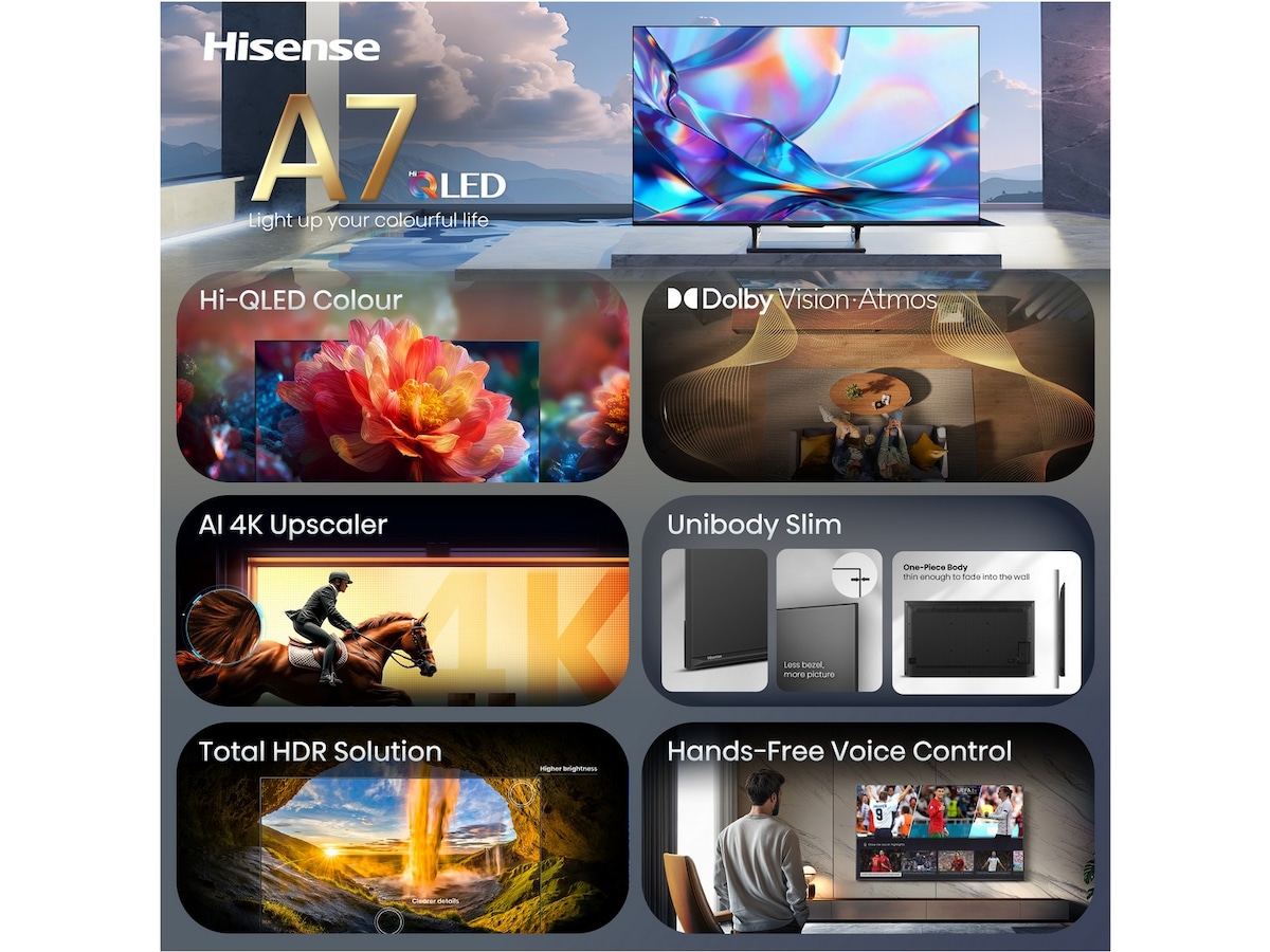 Hisense 55" A7S QLED 4K Smart TV (2026) 50 - 59 tommer TV