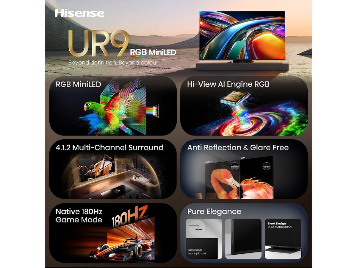 Hisense 85" UR9S RGB MiniLED 4K Smart TV (2026) Over 80 tommer TV