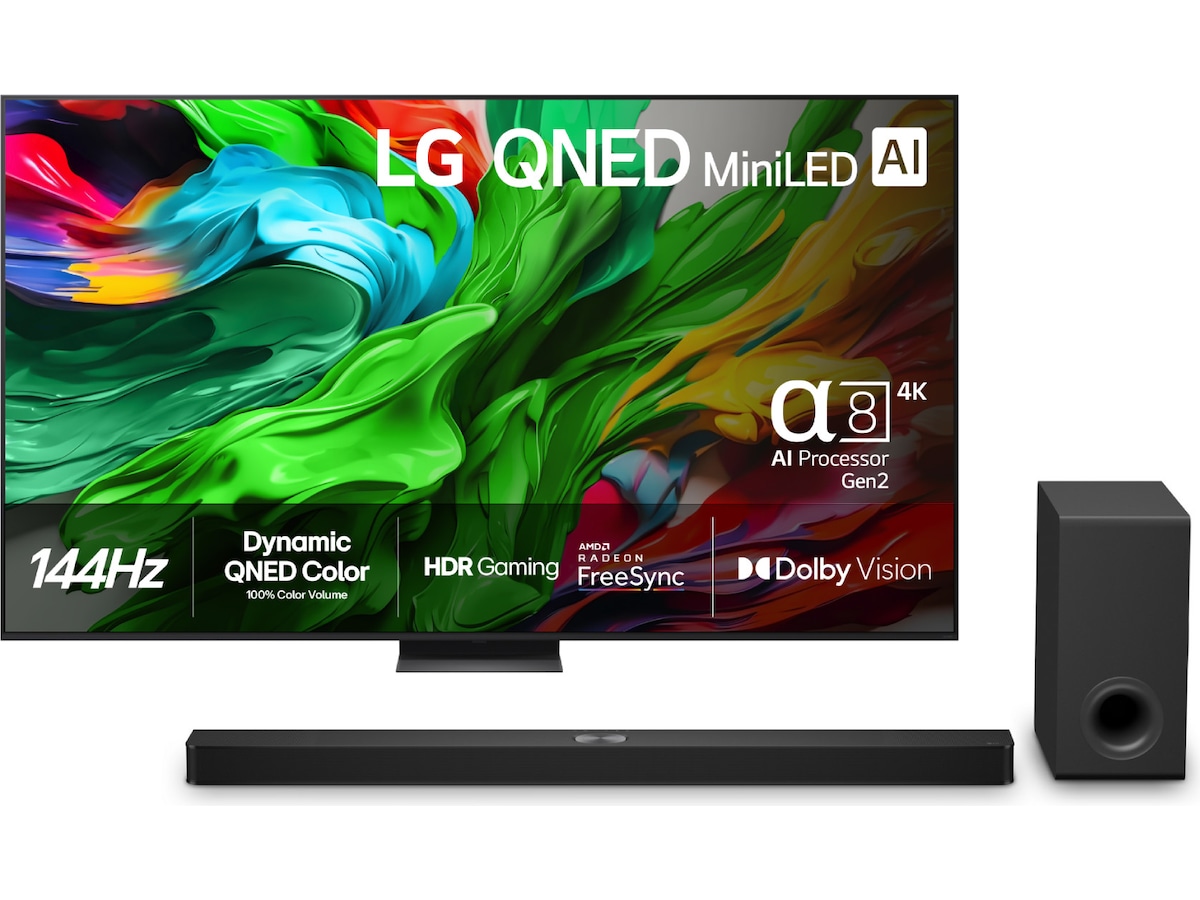 LG 100" QNED86 AI 4K MiniLED Smart TV (2025) + lydplanke Over 80 tommer TV