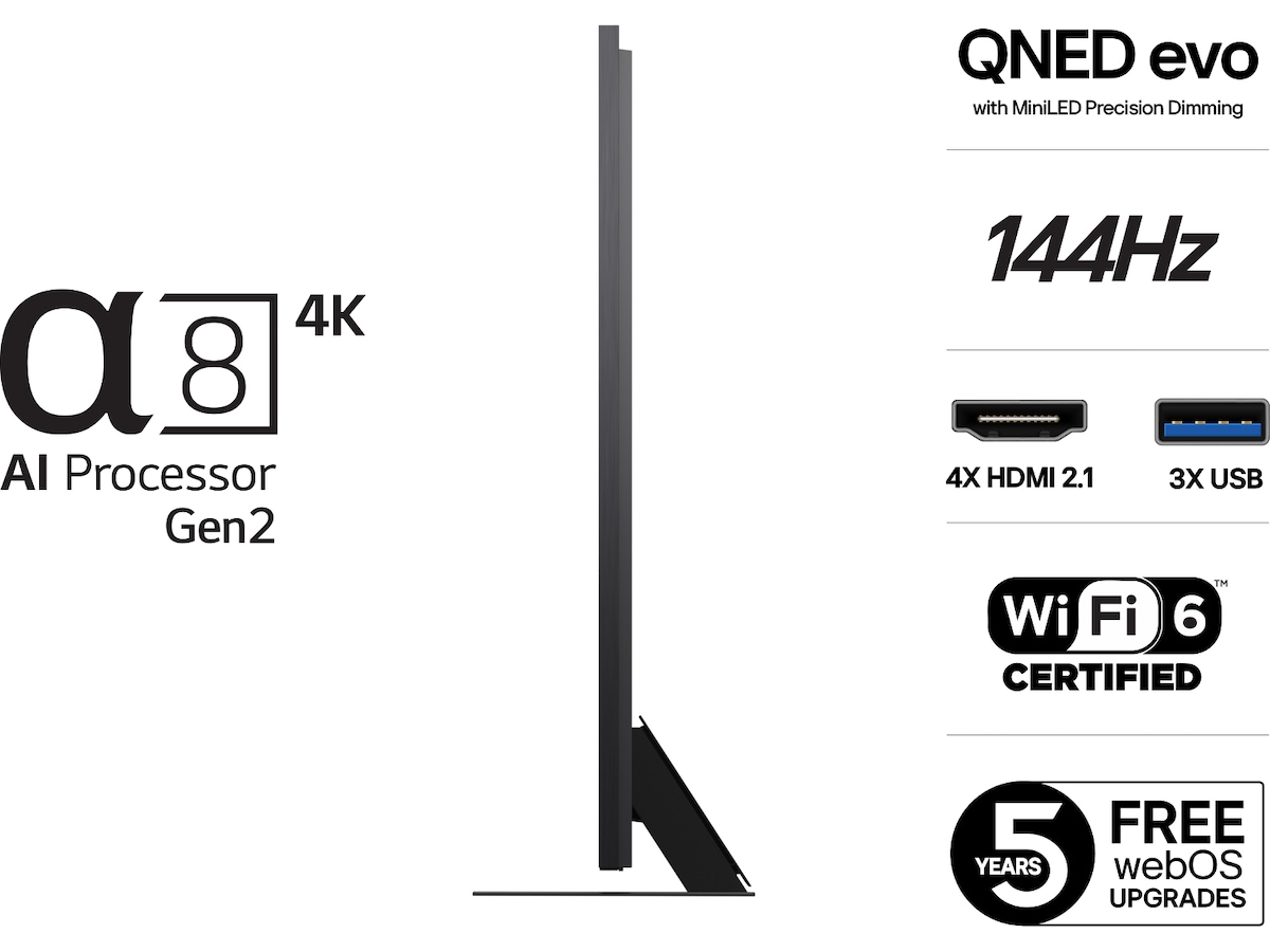 LG 100" QNED86 AI 4K MiniLED Smart TV (2025) + lydplanke Over 80 tommer TV