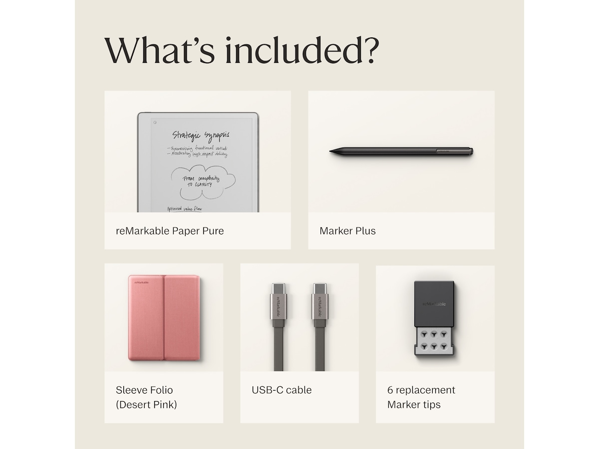 reMarkable Paper Pure 10,3" + Marker Plus + Sleeve Folio (desert pink) 