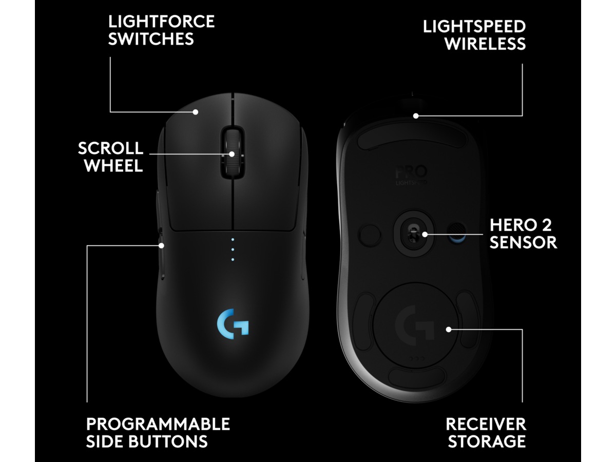 Logitech PRO 2 Lightspeed Trådløs Gamingmus (sort) -B-Grade Demo mus