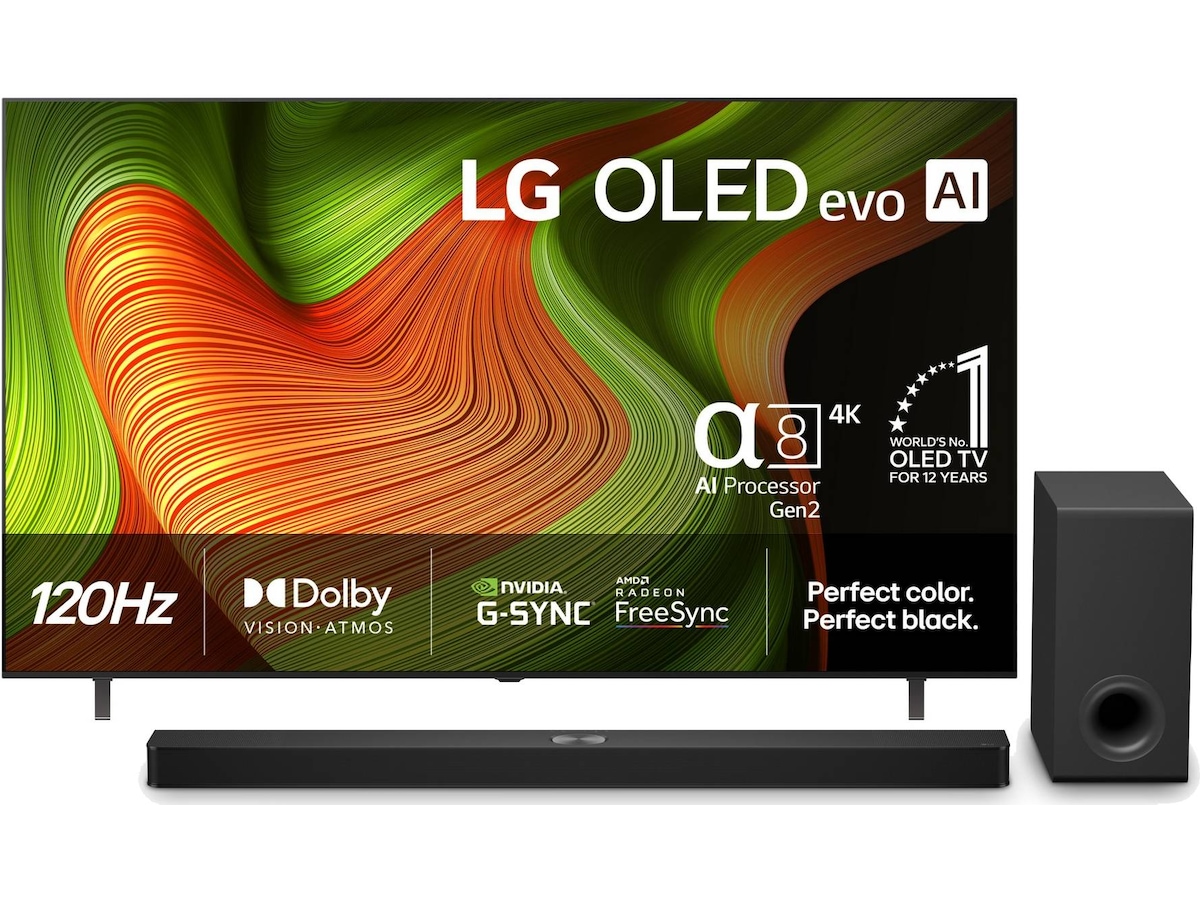 LG 77" B5 AI 4K OLED Smart TV (2025) + soundbar 70 - 79 tommer TV