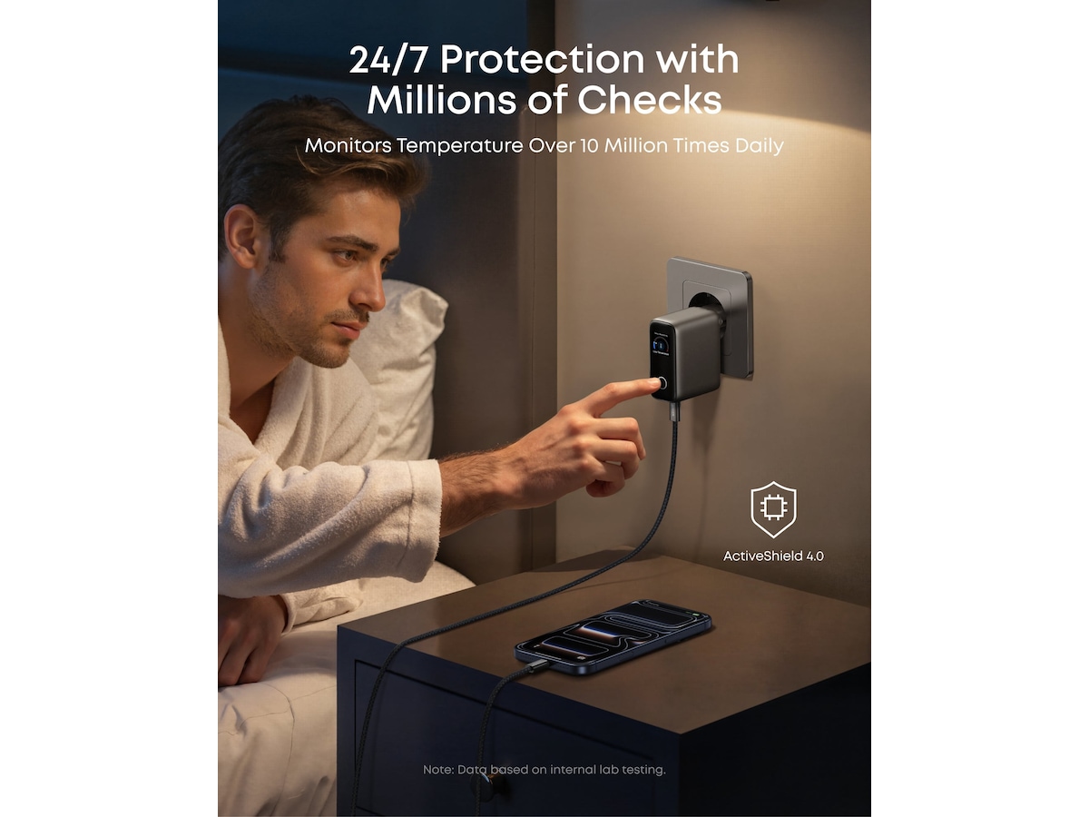 Anker 100W 3 porter vegglader (sort) Mobilladere