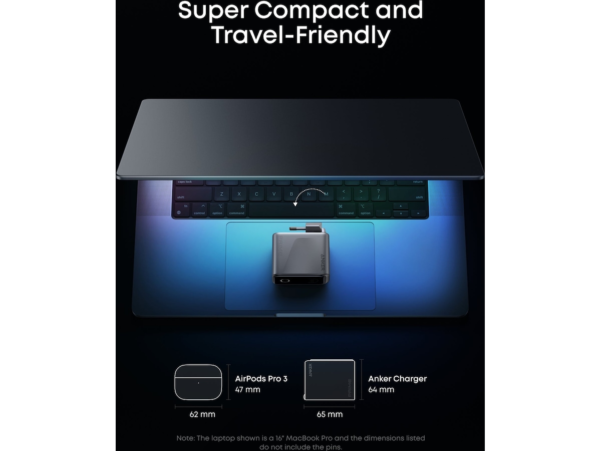 Anker Prime 160W 3 porter lader (sølv) Mobilladere