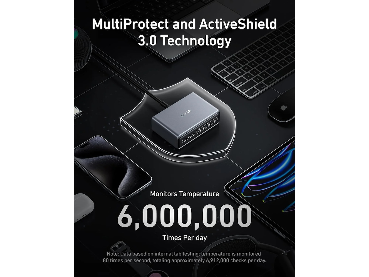 Anker Prime 200W 6 Porter GaN Lader Mobilladere