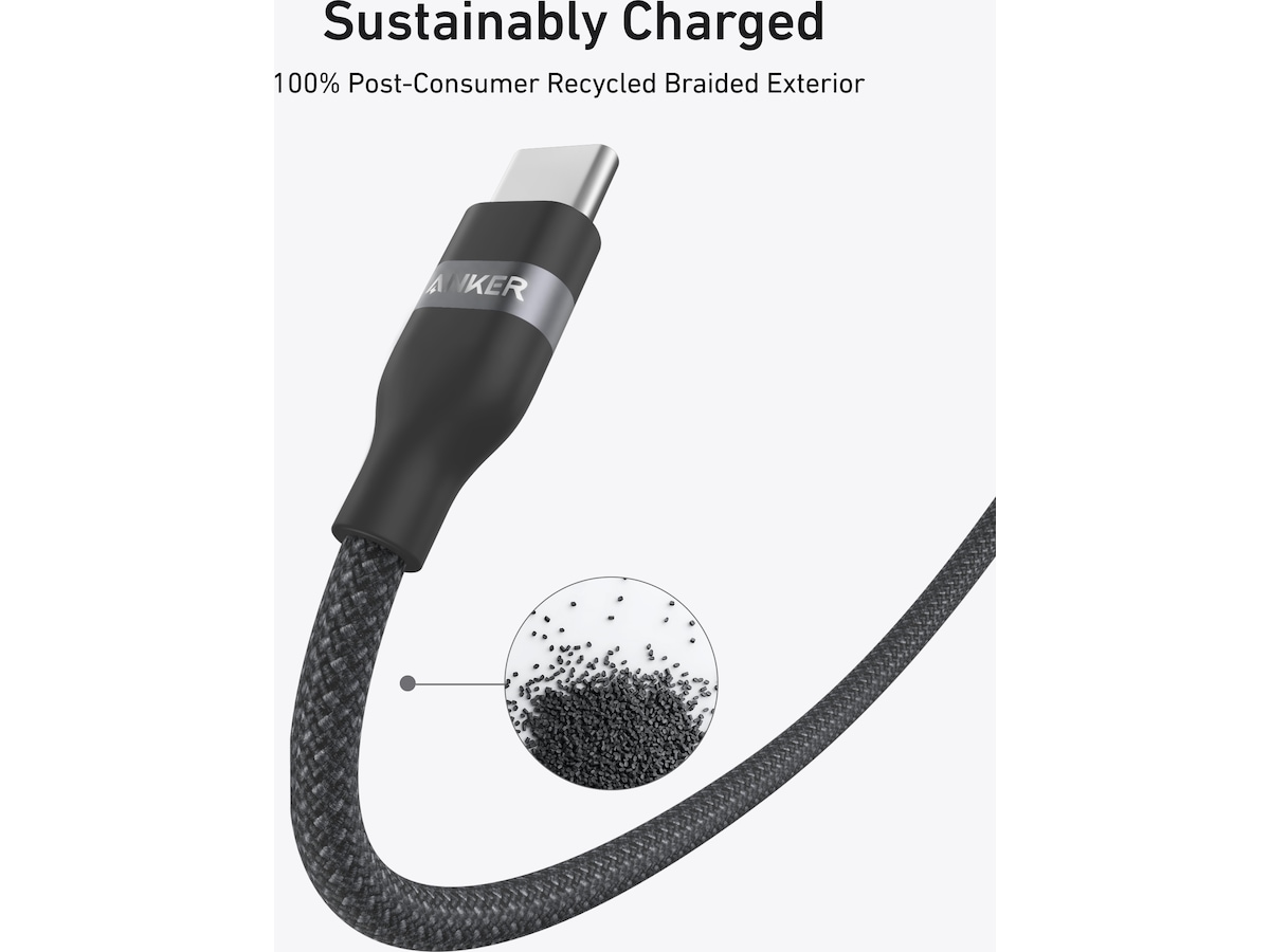 Anker 240W USB-C flettet kabel 0,3m (sort) USB-kabler