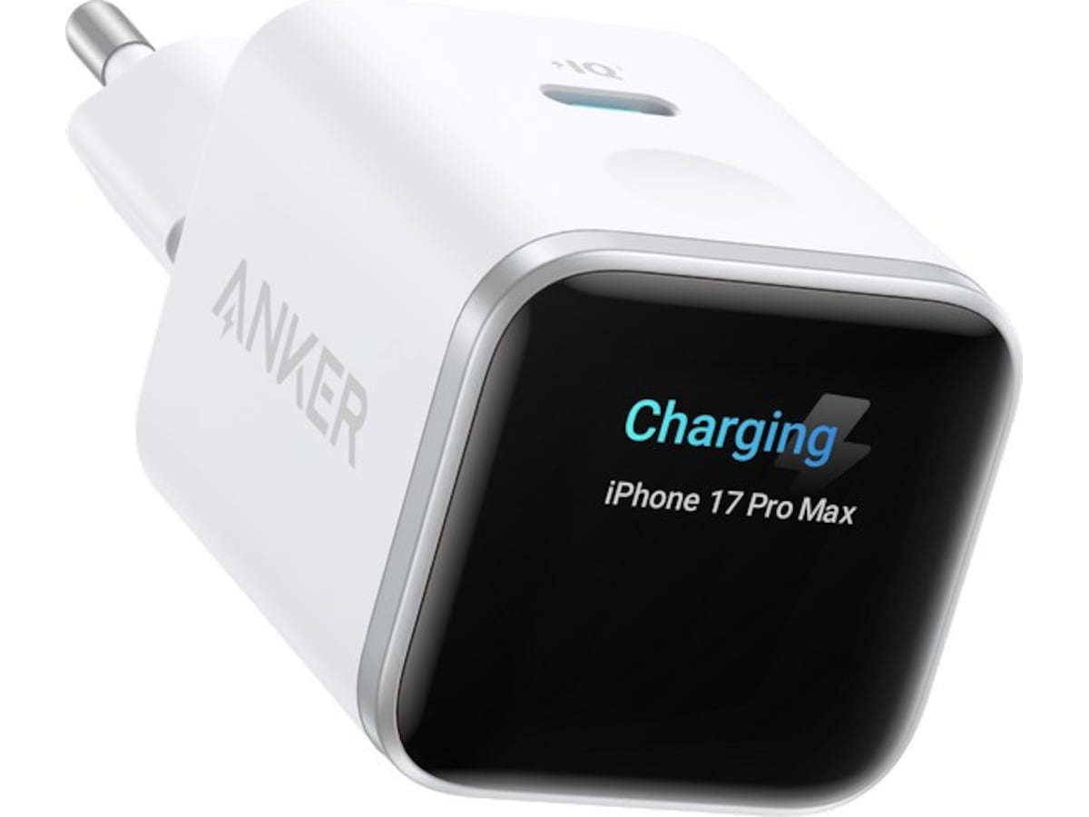 Anker Nano 45W Smart Display Lader (hvit) Mobilladere