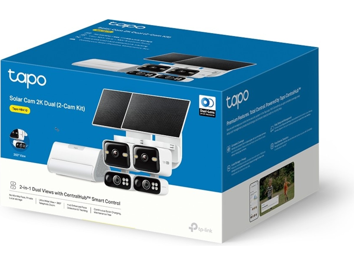 TP-Link Tapo HB410 Solar Cam 2K Dual (2-Cam Kit) Overvåkningskameraer