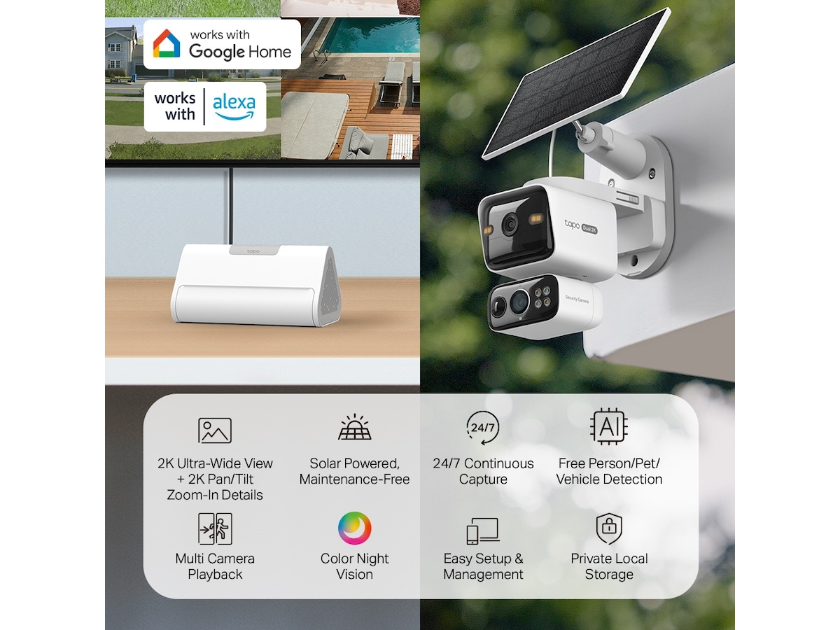 TP-Link Tapo HB410 Solar Cam 2K Dual (2-Cam Kit) Overvåkningskameraer