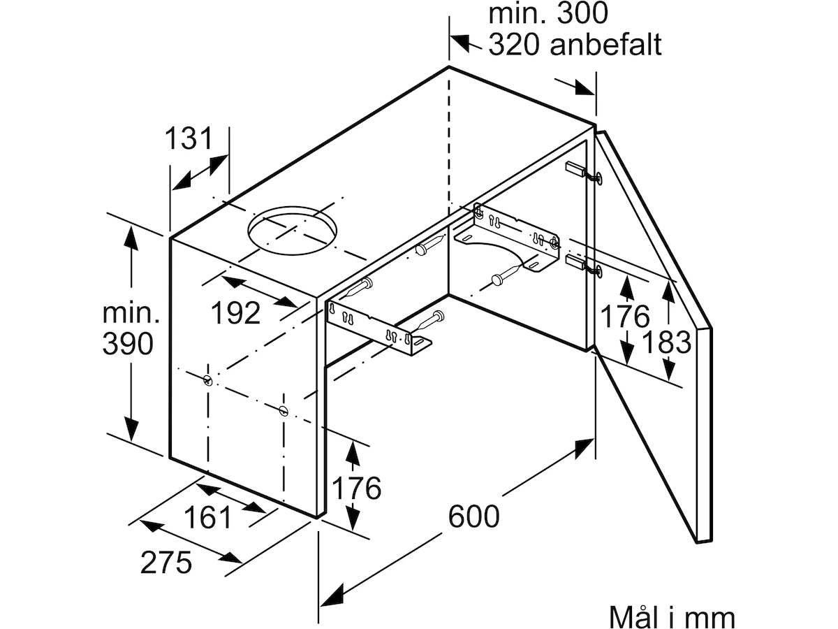 Siemens LI64LB531 iQ300 uttrekkbar kjøkkenvifte Veggmontert Kjøkkenvifte