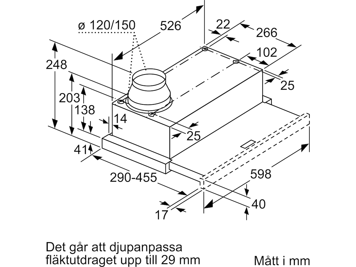 Siemens LI64LB531 iQ300 uttrekkbar kjøkkenvifte Veggmontert Kjøkkenvifte