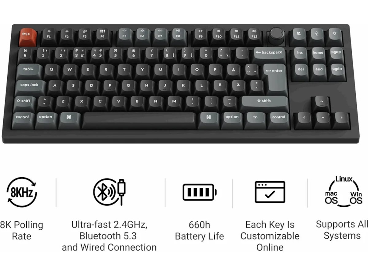 Keychron V3 Ultra 80% 8K Brown Trådløst Gamingtastatur Gamingtastatur
