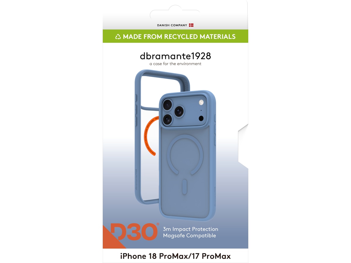 dbramante1928 iPhone 17 Pro Max/18 Pro Max Grenen Ultra D3O MS (blå) Mobildeksel
