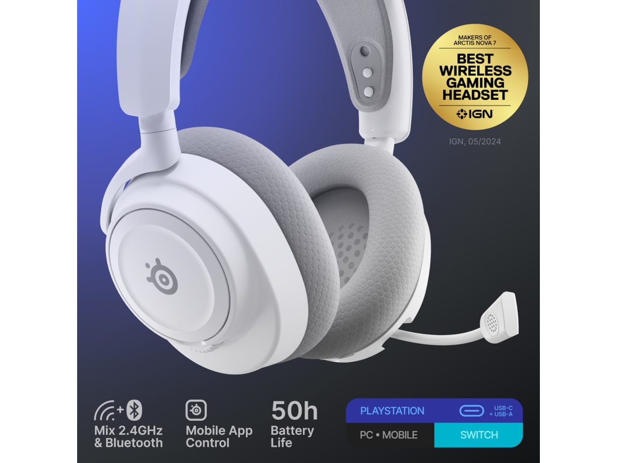 SteelSeries Arctis Nova 7P Gen 2 Trådløst Gamingheadset (hvit) -B-Grade Demo headset
