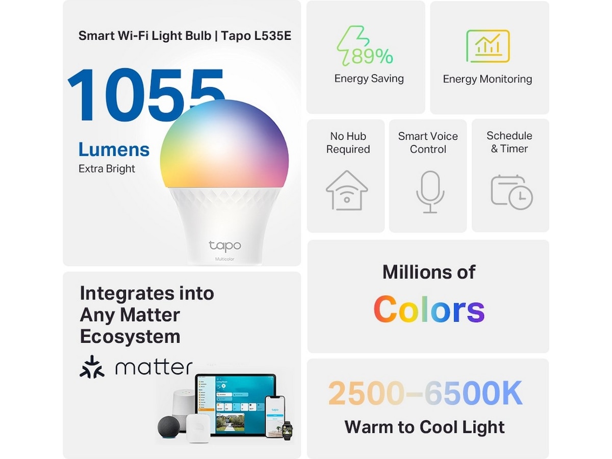 TP-Link Tapo L535E Smart lyspære 3-pack Lyspærer & LED-pærer