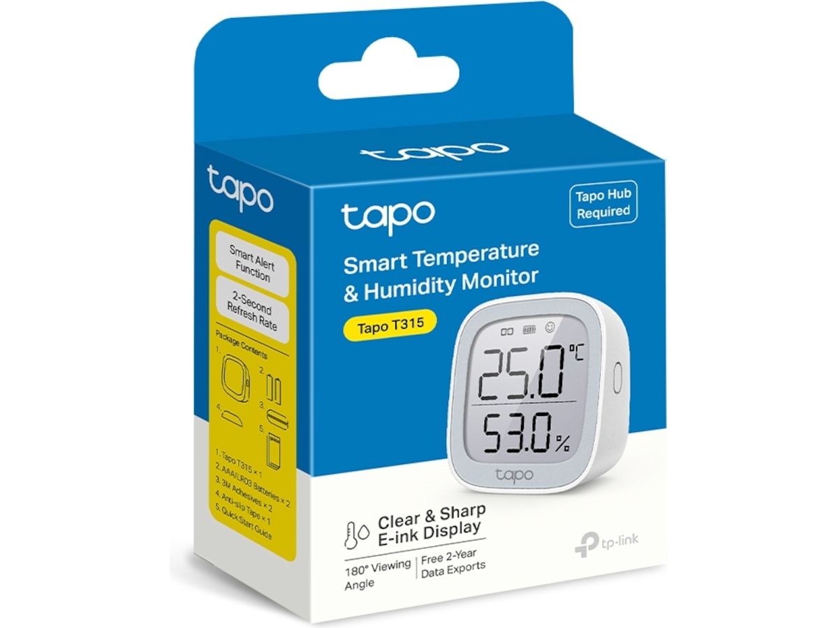 Tapo T315 V1.2 Smart temperatur- og fuktighetsmåler 3-pack Sensorer