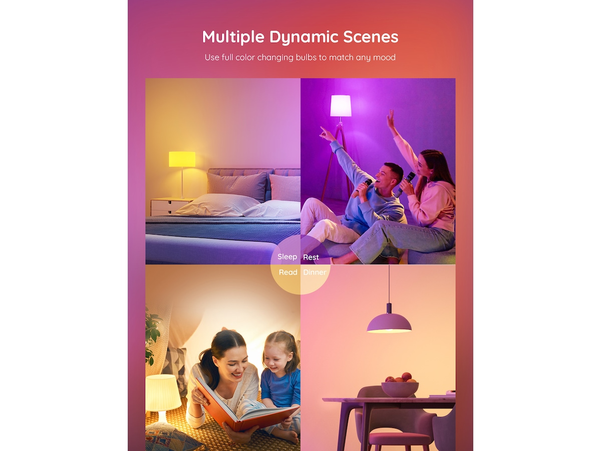 Govee LED Smart Lyspære, 800LM Fargeendring, Wi-Fi & Bluetooth Lyspærer & LED-pærer