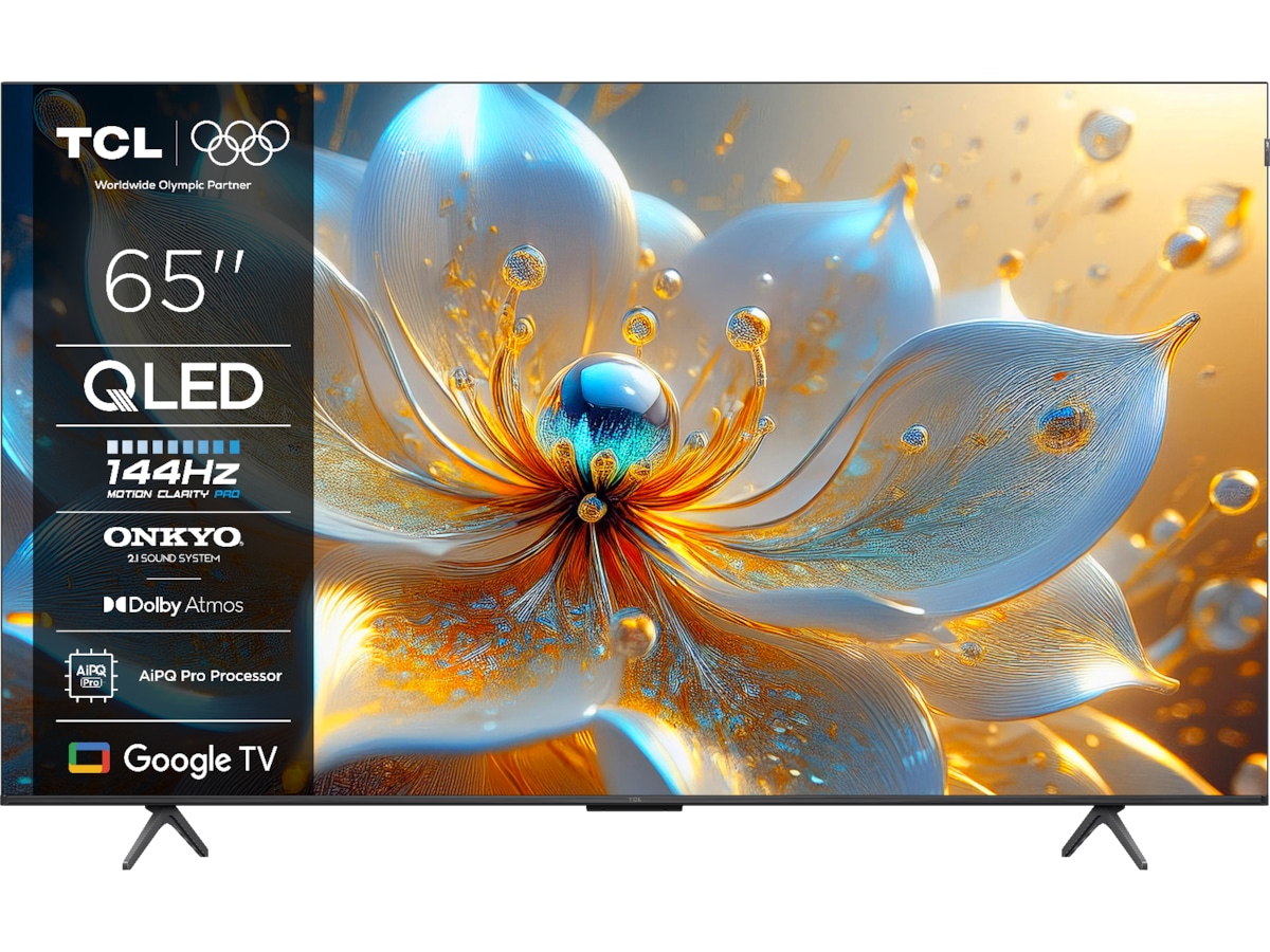 TCL 65" T8C 4K QLED Google TV (2025) + veggfeste Veggfeste & TV-stativ