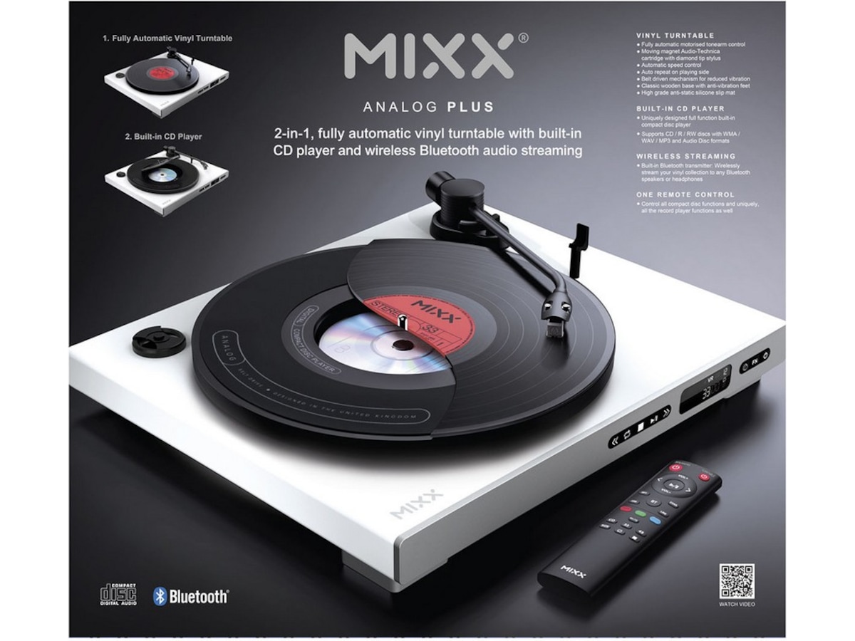 MIXX Analog Plus Vinyl og CD-spiller (hvit) Platespiller