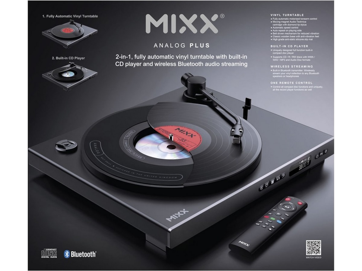 MIXX Analog Plus Vinyl og CD-spiller (sort) Platespiller