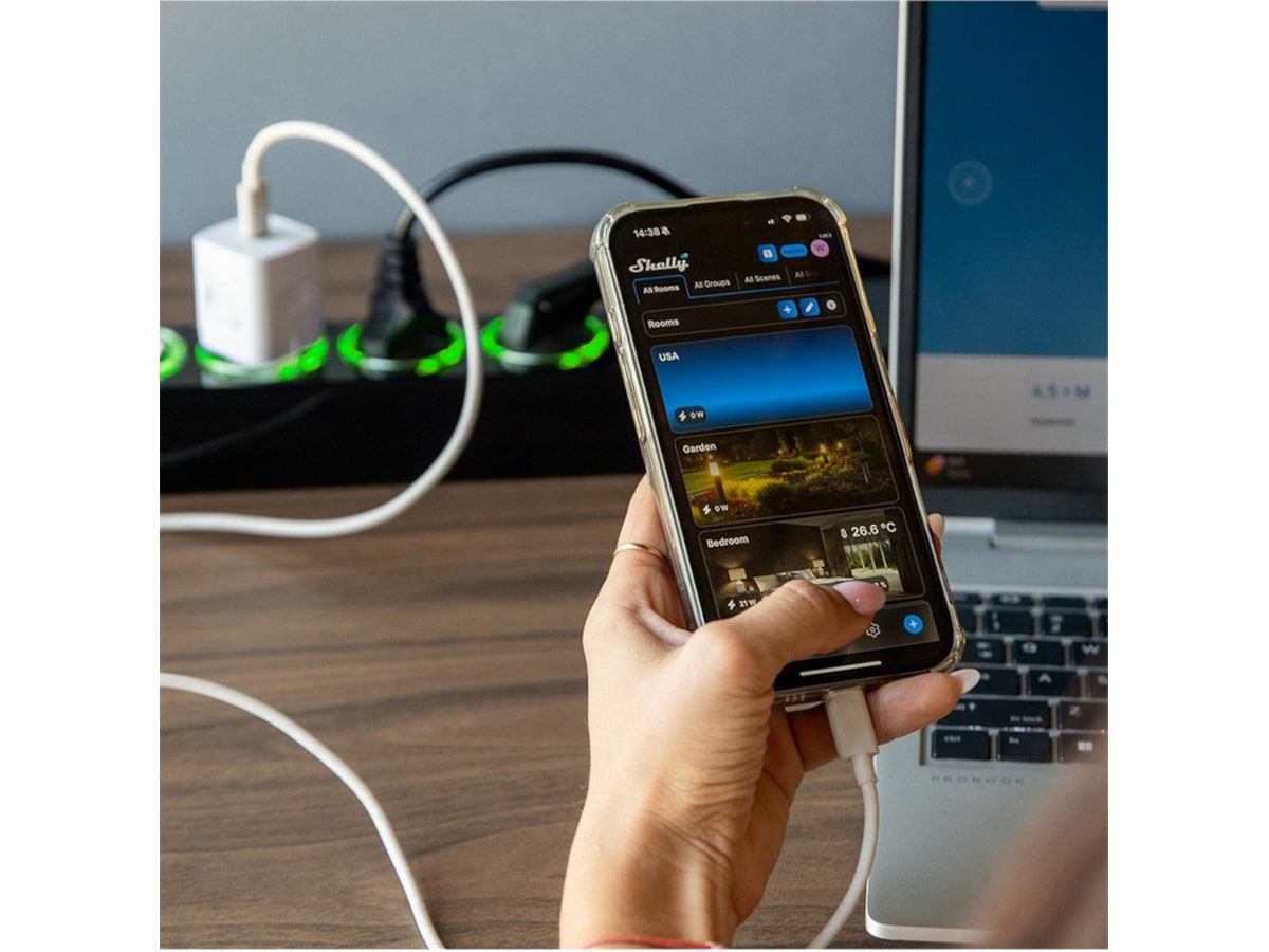 Shelly Power Strip Gen4 (sort) Smart strømstyring