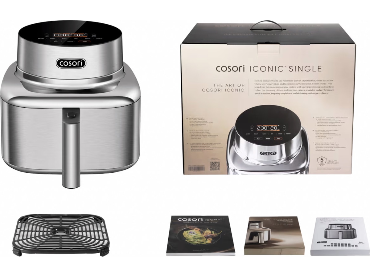Cosori Iconic Single 6,2 L luftfriteuse i rustfritt stål Airfryer