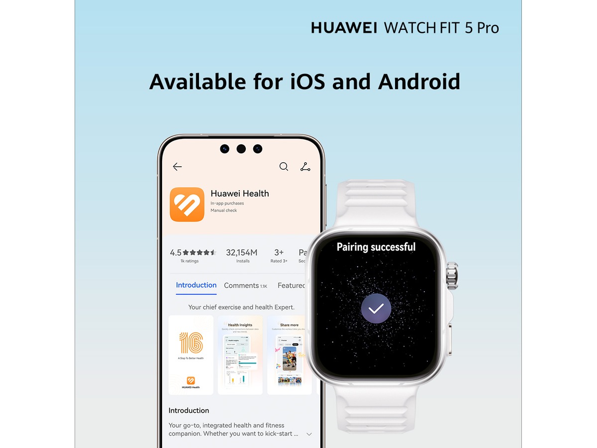 Huawei Watch Fit 5 Pro 44mm (hvit) -B-Grade Demo klokker