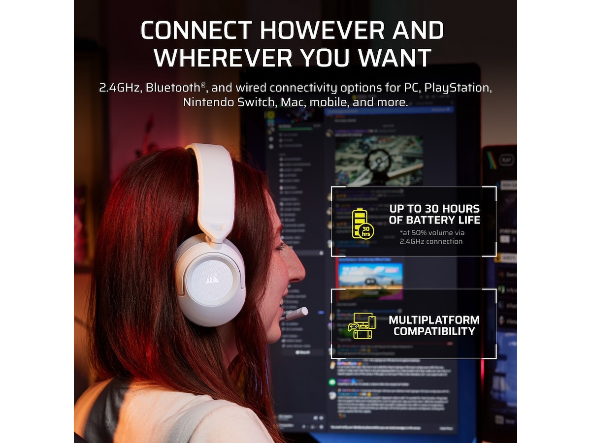 Corsair HS35 v3 Trådløst Headset (hvit) Gamingheadset